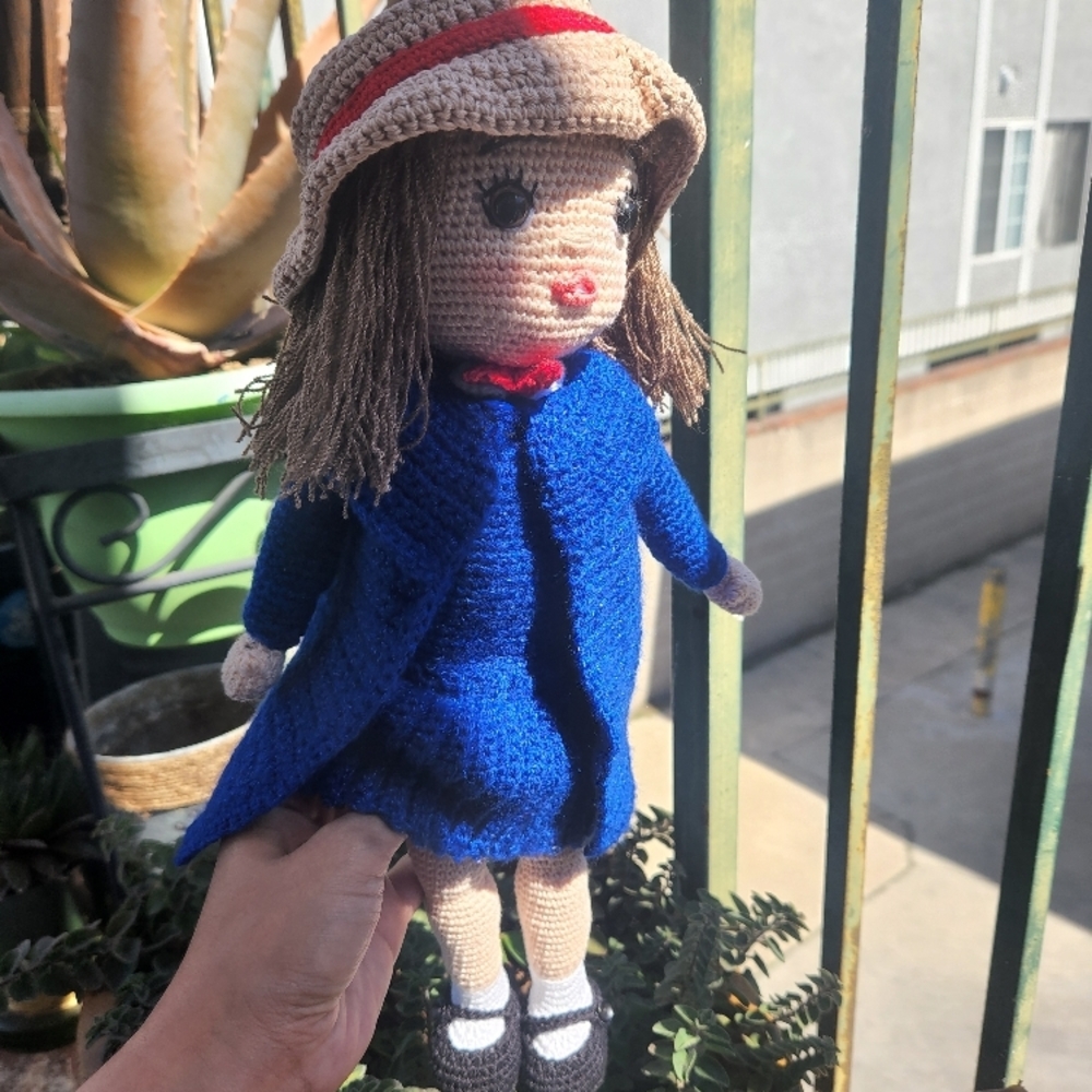 Madeline Handmade Blue Crochet Doll with Hat